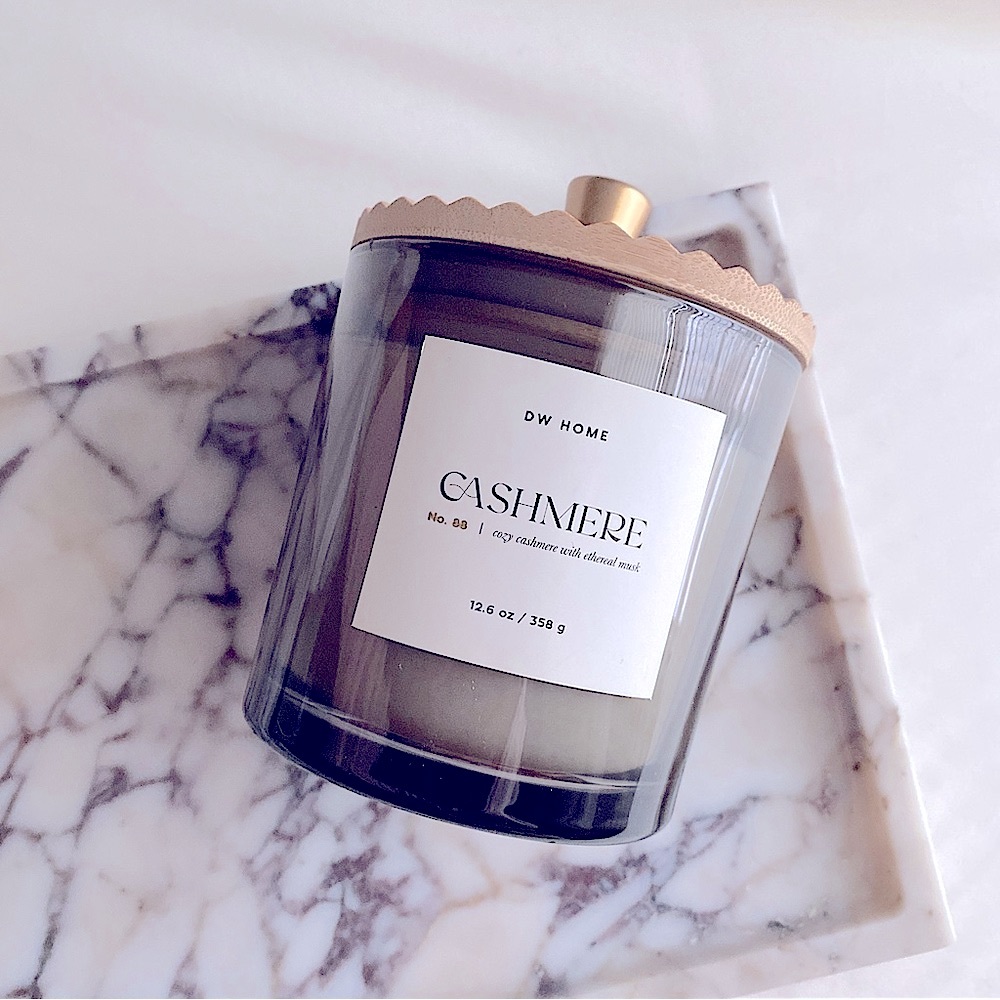 DW HOME 2 Wick CASHMERE MUSK MOSS LILY LUXURY CANDLE Beige Cream Wood 12.6 Oz